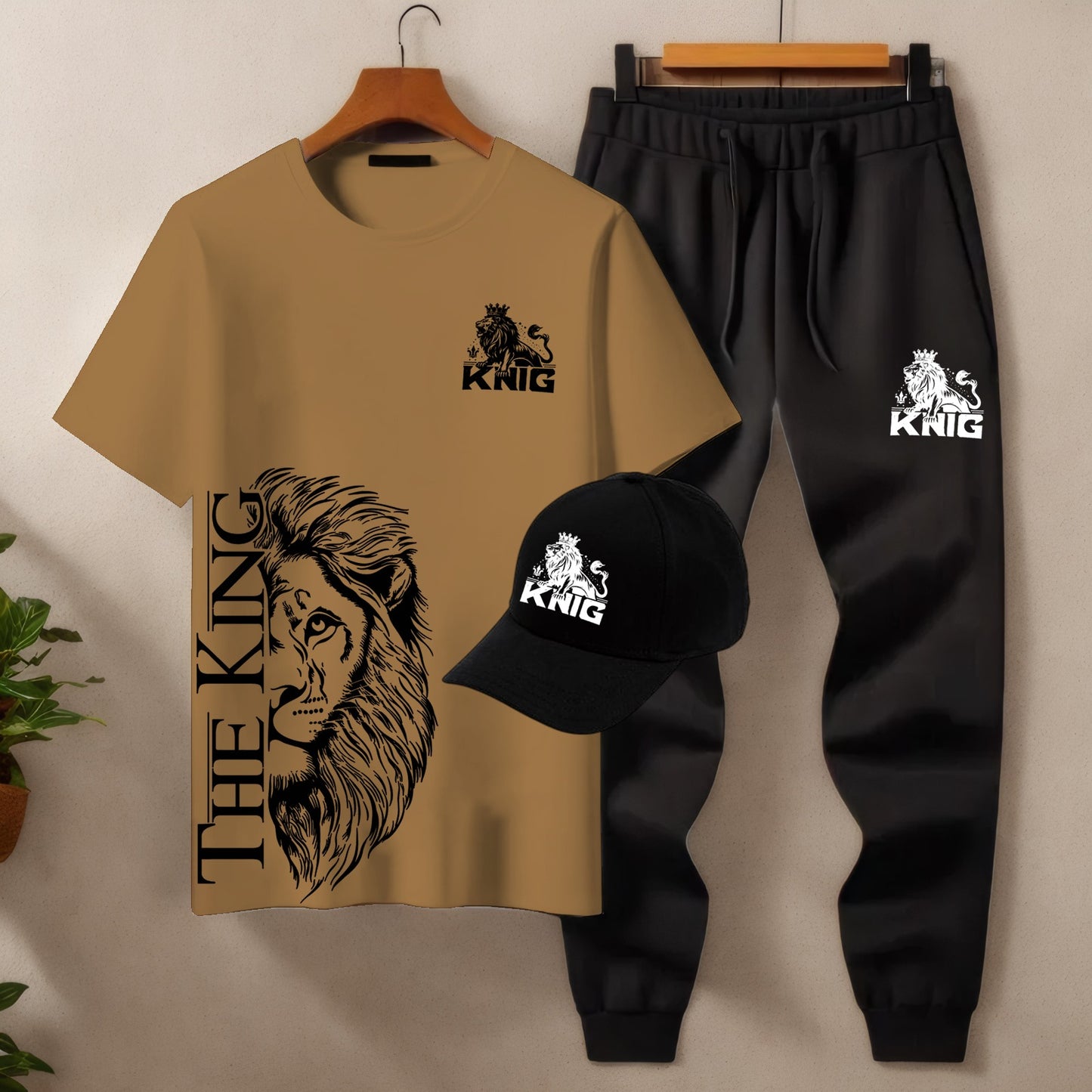 Men’s 3-Piece Tracksuit Set (T-Shirt, Trouser & Cap)