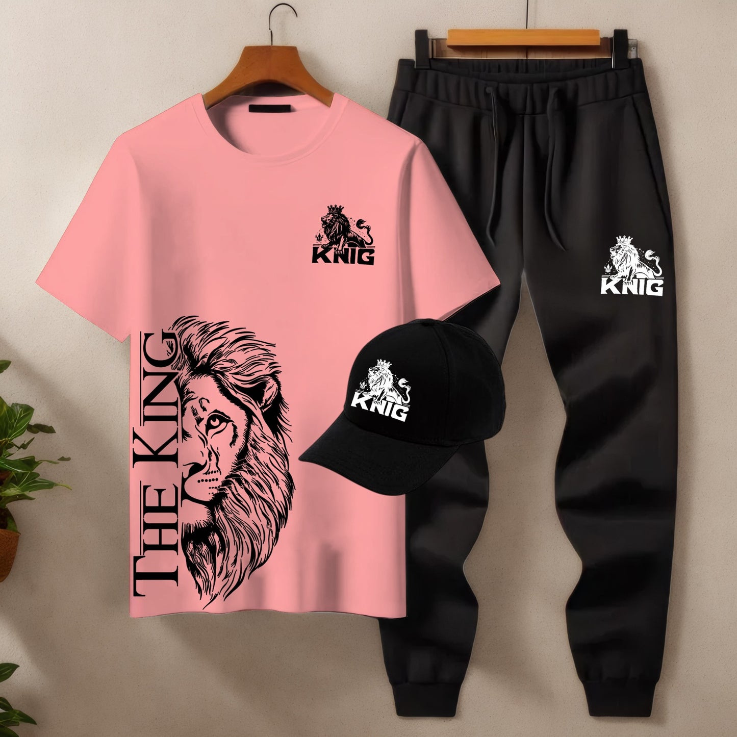 Men’s 3-Piece Tracksuit Set (T-Shirt, Trouser & Cap)