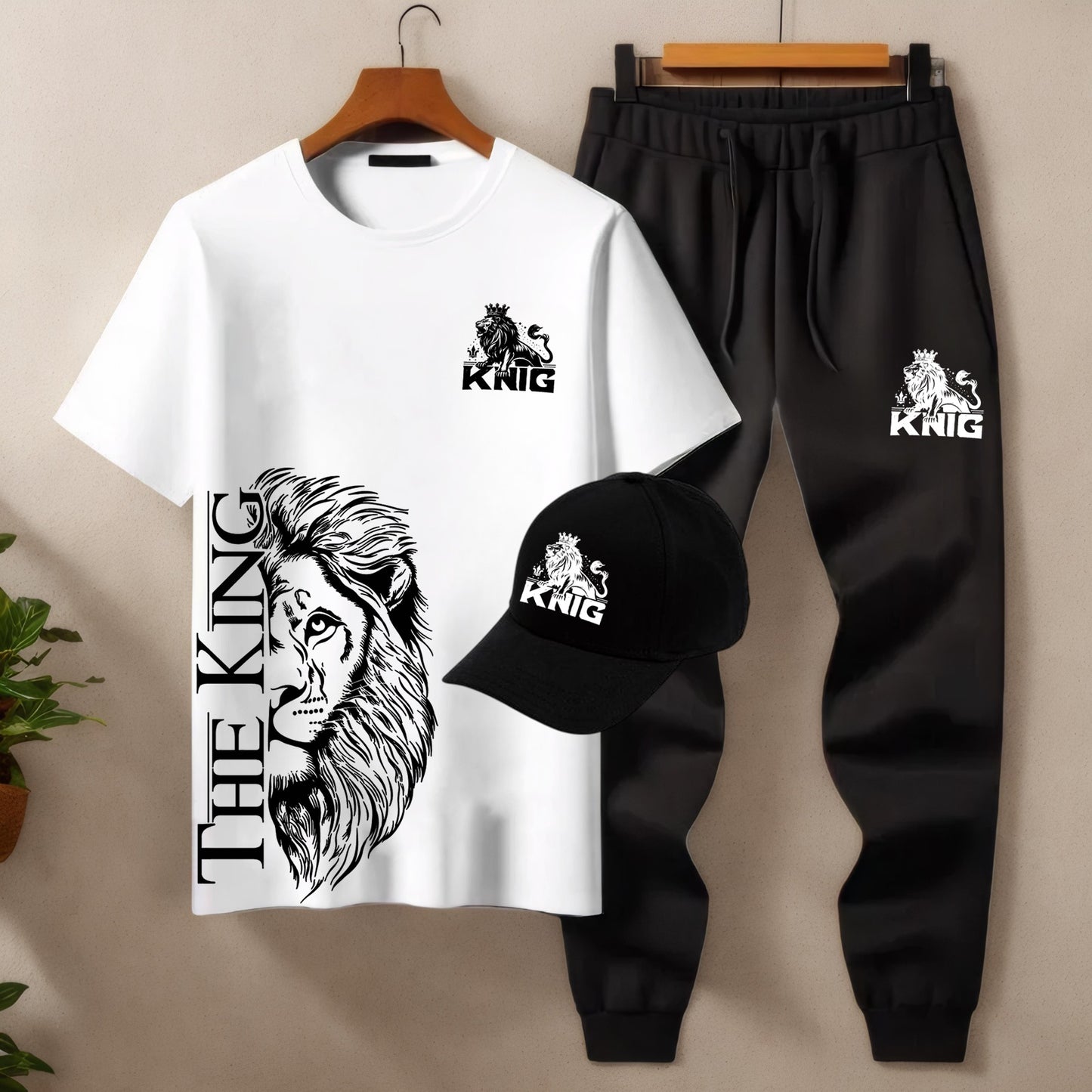 Men’s 3-Piece Tracksuit Set (T-Shirt, Trouser & Cap)
