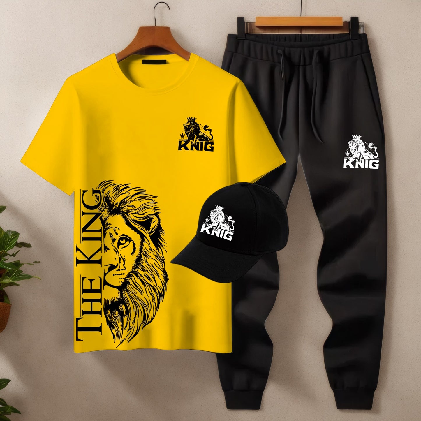 Men’s 3-Piece Tracksuit Set (T-Shirt, Trouser & Cap)