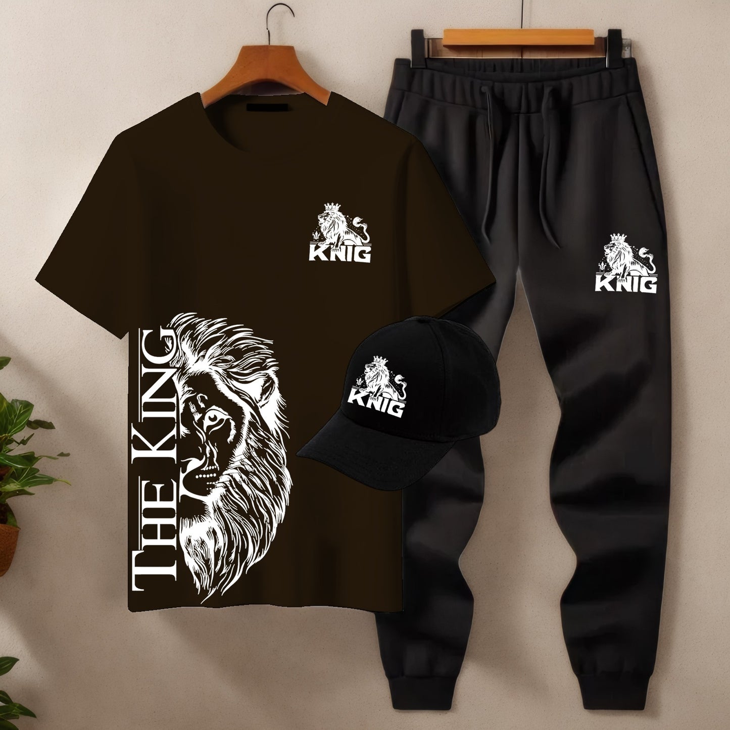 Men’s 3-Piece Tracksuit Set (T-Shirt, Trouser & Cap)