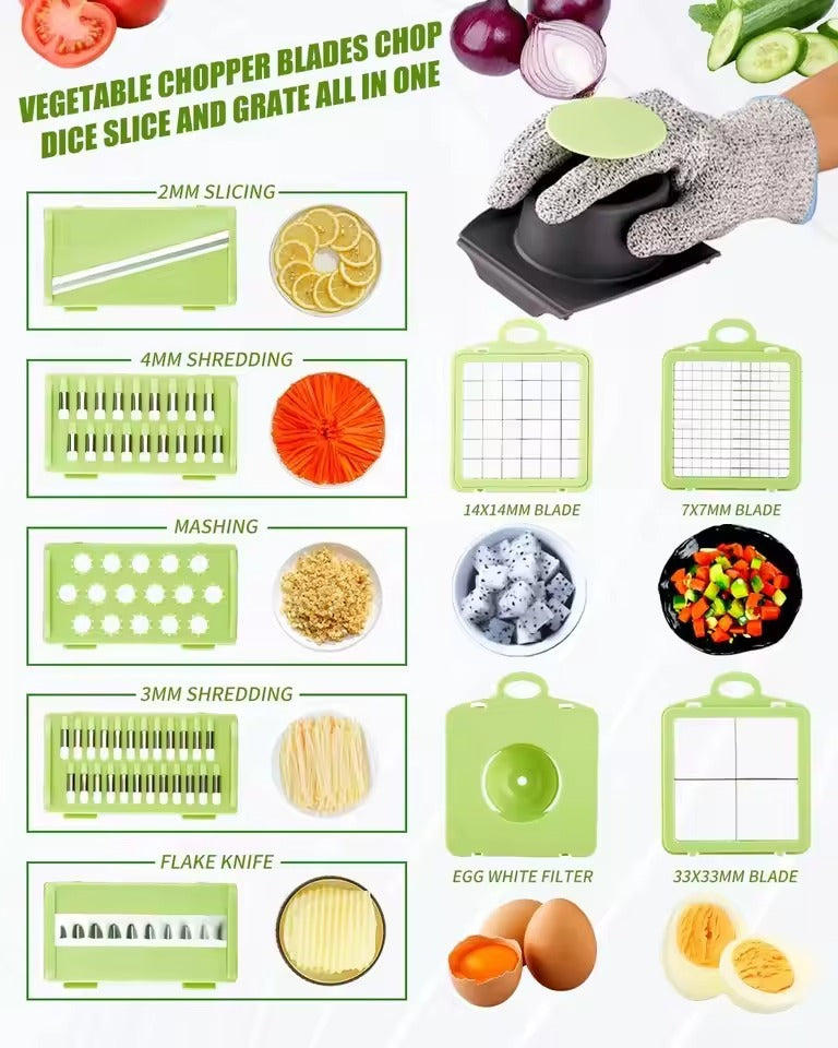 9-in-1 Vegetable Chopper & Mandoline Slicer with Container
