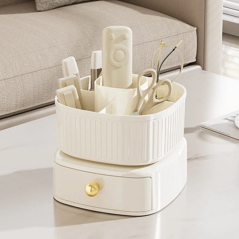 360° Rotating Desktop Cosmetic Storage Organizer with Drawer