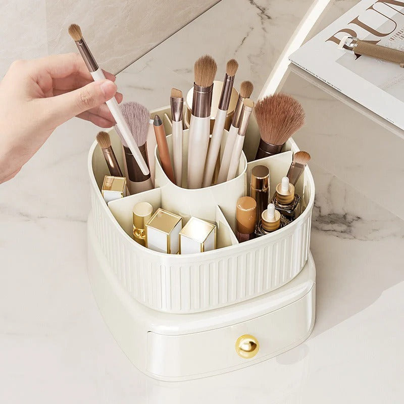 360° Rotating Desktop Cosmetic Storage Organizer with Drawer