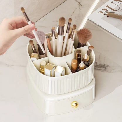 360° Rotating Desktop Cosmetic Storage Organizer with Drawer