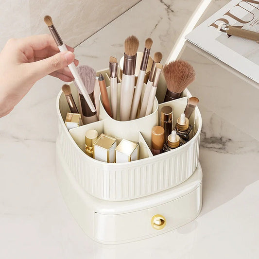 360° Rotating Desktop Cosmetic Storage Organizer with Drawer