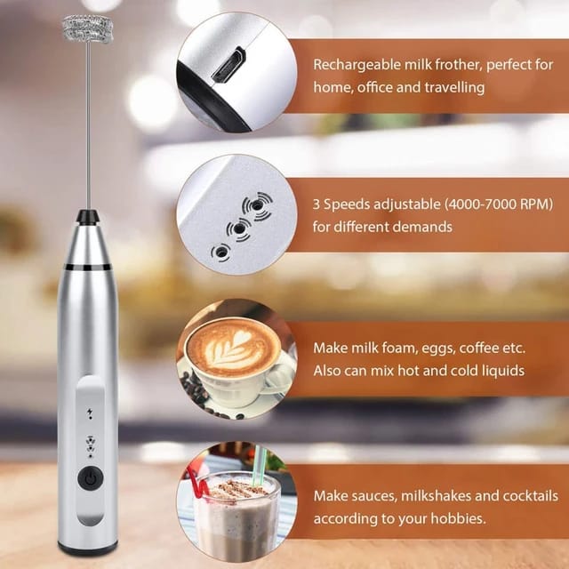 Automatic 2-in-1 USB Rechargeable Coffee & Milk Stirring Handheld Beater