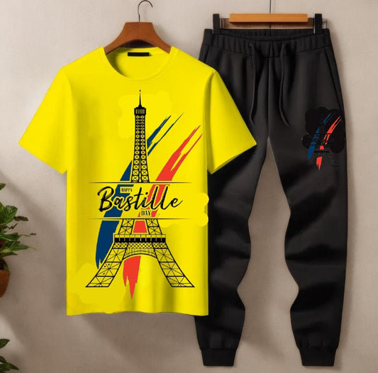 Paris Eiffel Printed Summer Tracksuit