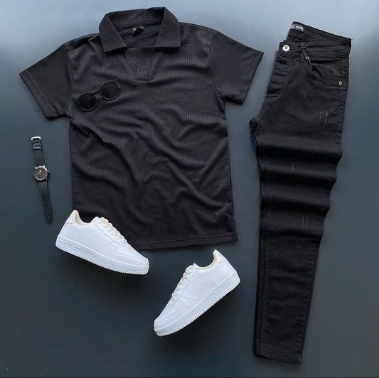 Men’s Polo T-Shirt & Black Jeans