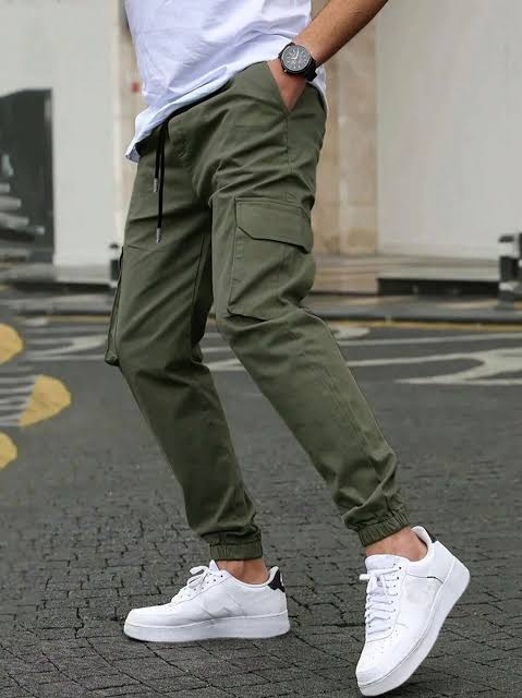 Men’s Casual Cargo Jogger Pants – Army Green